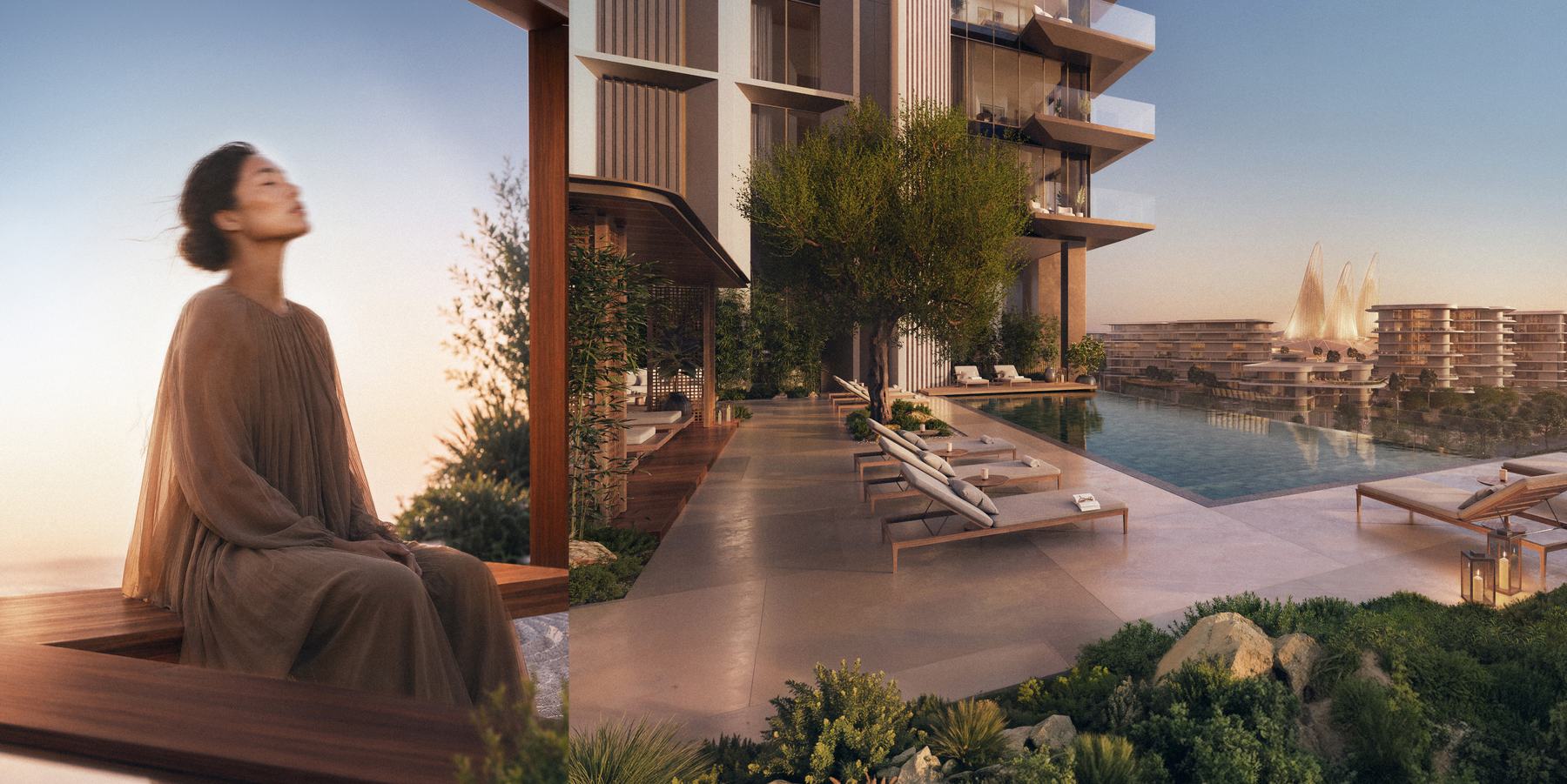 Терраса у бассейна в Sei Saadiyat